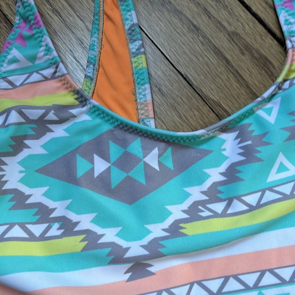 Chubbies Teal Aztec Geometric Print One Piece Swimsuit - Picture 4 of 5